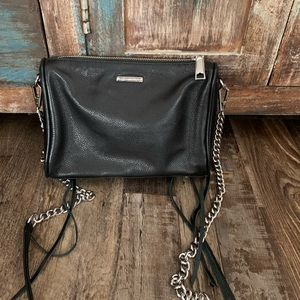 REBECCA MINKOFF MINI 5 ZIP BLACK CROSSBODY HANDBAG
